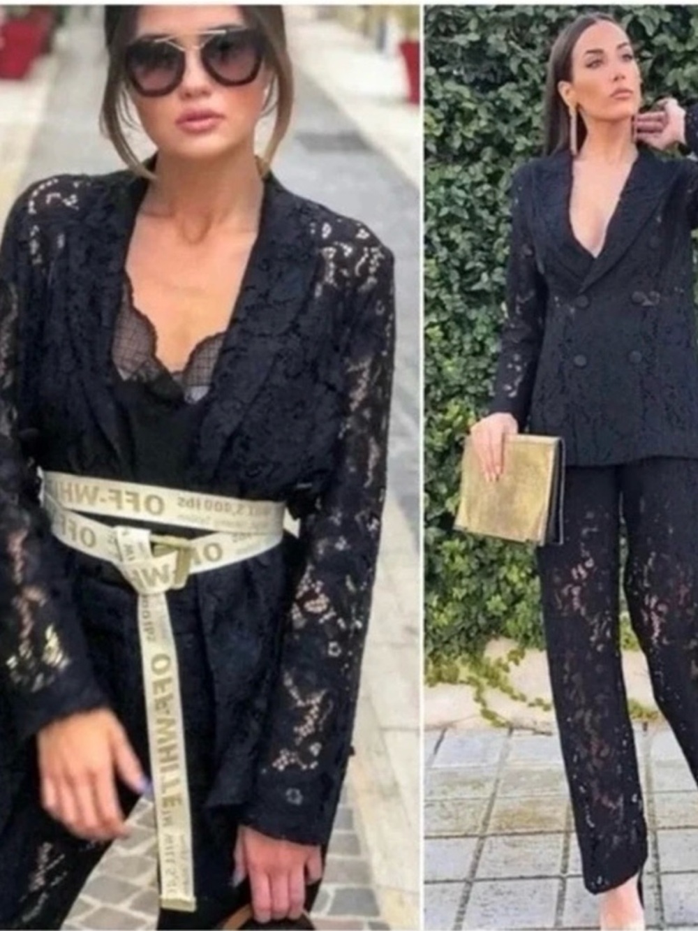 ZARA Double Breasted Black Lace Blazer Jacket